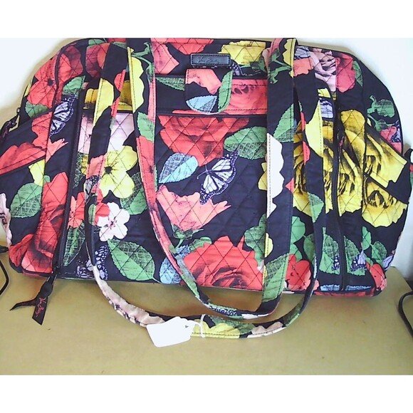 Vera Bradley LARGE DELUXE DUFFEL BAG Havana Rose Quilted Floral Travel Bag - Picture 1 of 9
